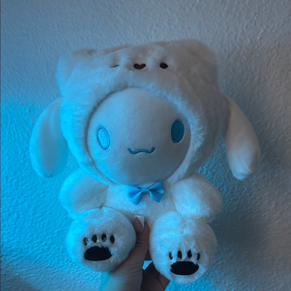 Cute White Plush Toy with Blue Accents